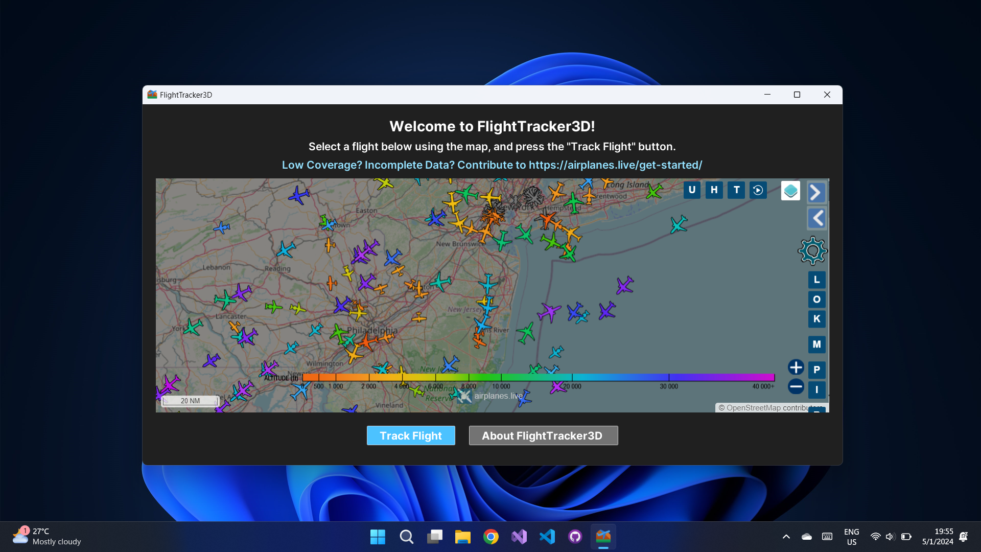 Screenshot of FlightTracker3D